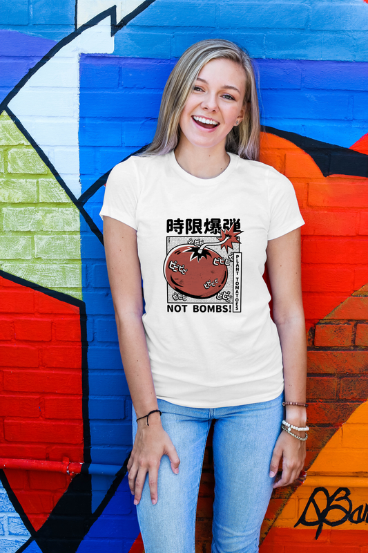 T-shirt "Plant Tomatoes Not Bombs"
