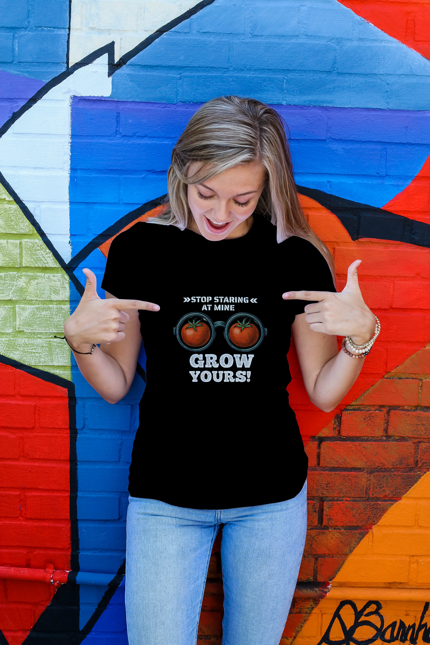 T-shirt "Stop Staring At Mine - Grow Yours!"